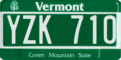 VT license plate YZK710