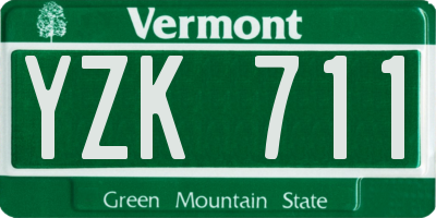 VT license plate YZK711
