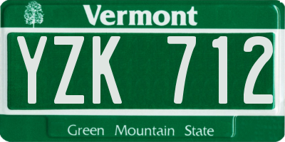 VT license plate YZK712