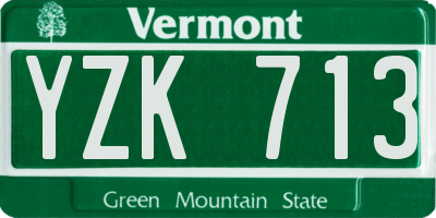 VT license plate YZK713