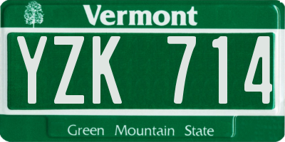 VT license plate YZK714