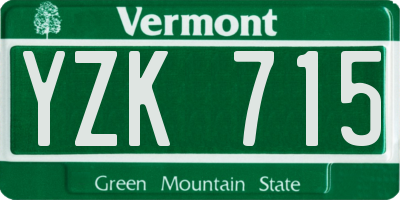 VT license plate YZK715