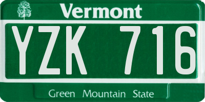 VT license plate YZK716