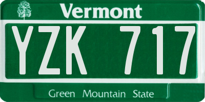 VT license plate YZK717