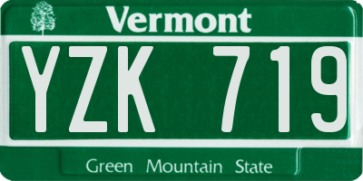 VT license plate YZK719