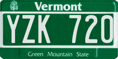 VT license plate YZK720