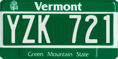 VT license plate YZK721