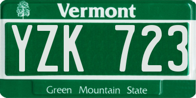 VT license plate YZK723