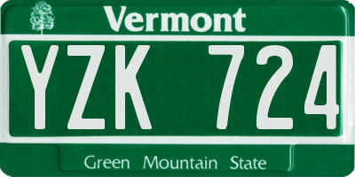 VT license plate YZK724