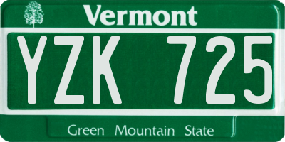 VT license plate YZK725