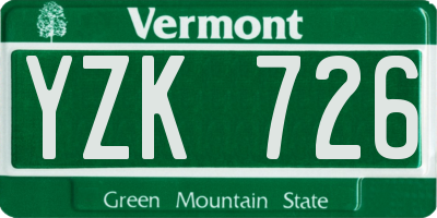 VT license plate YZK726
