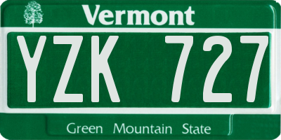 VT license plate YZK727