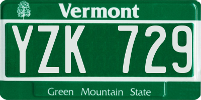 VT license plate YZK729