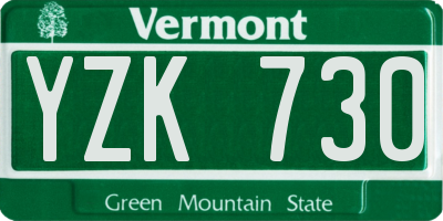 VT license plate YZK730
