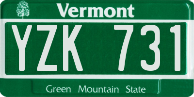 VT license plate YZK731