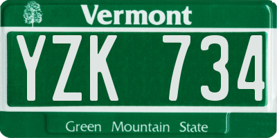 VT license plate YZK734