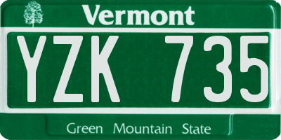 VT license plate YZK735