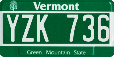 VT license plate YZK736