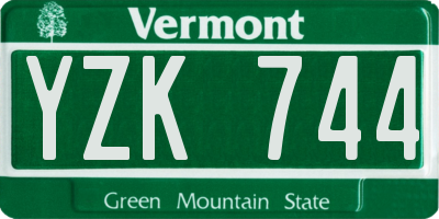 VT license plate YZK744