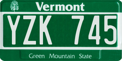 VT license plate YZK745