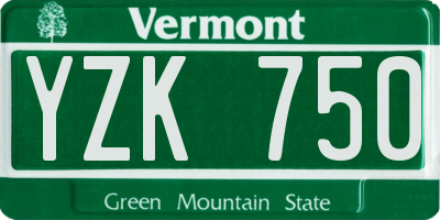VT license plate YZK750