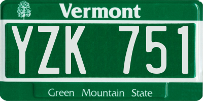 VT license plate YZK751