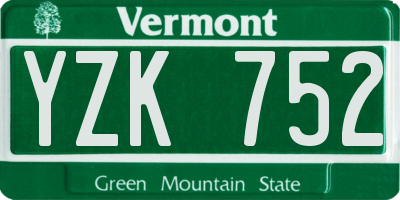 VT license plate YZK752