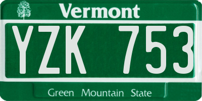 VT license plate YZK753