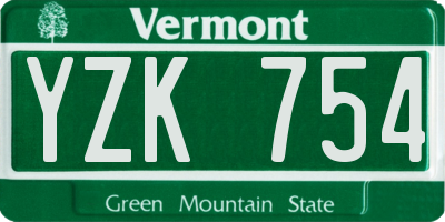VT license plate YZK754