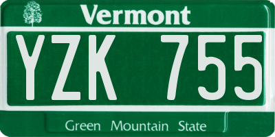 VT license plate YZK755