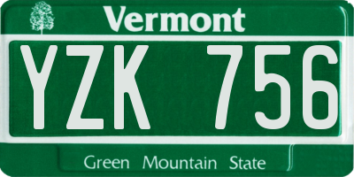 VT license plate YZK756