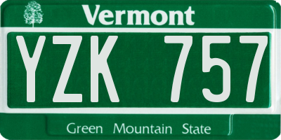 VT license plate YZK757