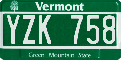 VT license plate YZK758