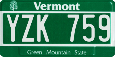 VT license plate YZK759