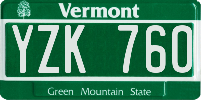 VT license plate YZK760