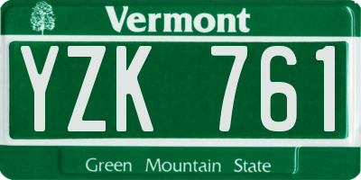VT license plate YZK761