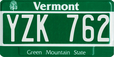 VT license plate YZK762
