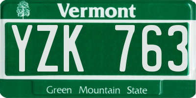 VT license plate YZK763