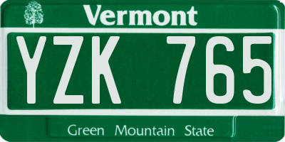 VT license plate YZK765