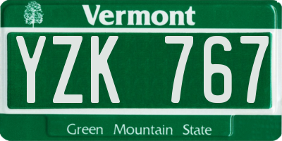 VT license plate YZK767