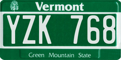VT license plate YZK768
