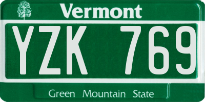 VT license plate YZK769