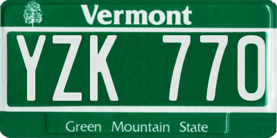 VT license plate YZK770