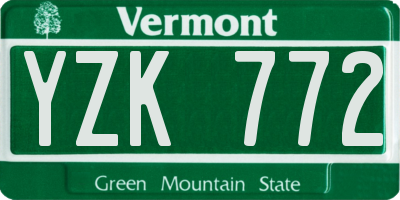 VT license plate YZK772