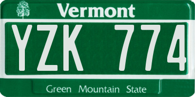 VT license plate YZK774