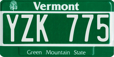 VT license plate YZK775