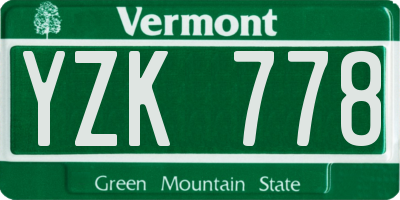 VT license plate YZK778