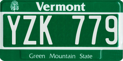 VT license plate YZK779