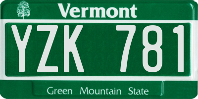 VT license plate YZK781