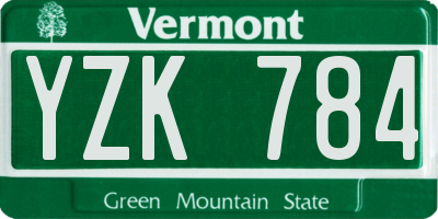 VT license plate YZK784
